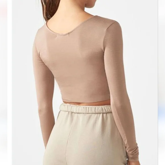 Joah Brown Scoop Neck Long Sleeve Top In Sienna, Light Brown Tan, EUC xs/s - Picture 7 of 12